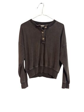 American Eagle Outfitters Grey Brown Henley Pullover